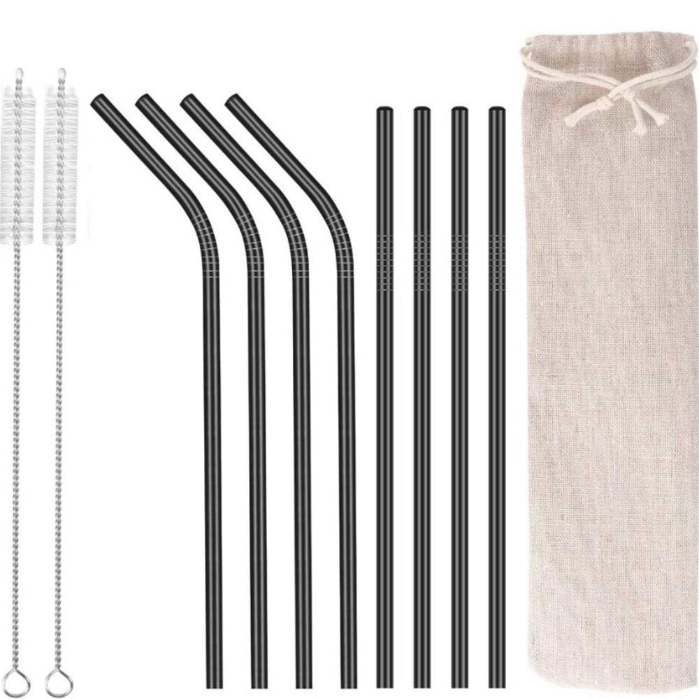 8 Pcs Stainless Steel Straws - 8.5Inch Reusable Metal Drinking StrawsStainless